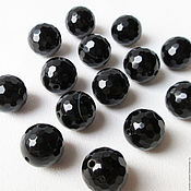 Материалы для творчества handmade. Livemaster - original item Black agate 14 mm, cut Beads, natural stone. Handmade.
