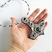 Украшения handmade. Livemaster - original item Silver necklace made of beads and stones, choker with a hammer of Thor pendant. Handmade.
