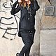 Черная спортивная толстовка с капюшоном и карманами - TP0709W. Свитшоты. EUG FASHION. Ярмарка Мастеров.  Фото №5