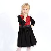 Одежда детская handmade. Livemaster - original item Children`s warm dress, black and red, height 110-116. Handmade.