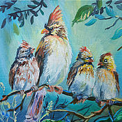 Картины и панно handmade. Livemaster - original item Painting of a bird on a branch 