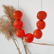 Материалы для творчества handmade. Livemaster - original item Orange beads large hollow glass. Handmade.