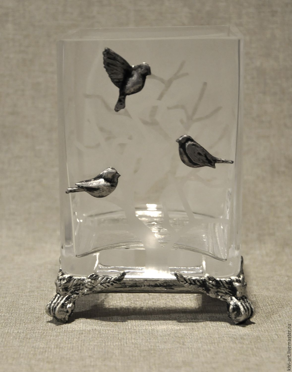 Прозрачная ваза  "Зимний пейзаж"
