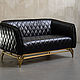 Двухместный диван diplomat, black leather. Диваны. Old Loft. Интернет-магазин Ярмарка Мастеров.  Фото №2