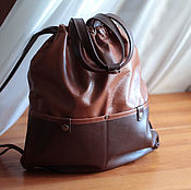 Кожаная сумка на плечо. Коричневый, темно-коричневый цвет