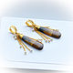 Earrings with tiger eye and pearls in gold, Earrings, Moscow,  Фото №1