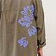Order Khaki shirt with embroidery Linen with viscose. NATALINI. Livemaster. . Blouses Фото №3