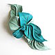 Capri Leather Flower Brooch Capri Turquoise Mint Sea Wave, Brooches, Moscow,  Фото №1