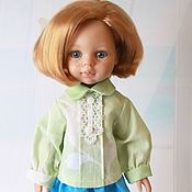 Куклы и игрушки handmade. Livemaster - original item Light green blouse with a pattern and lace for Paula Reina doll. Handmade.