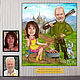 Anniversary gift wedding. Cartoon photo on canvas. Hunter and Castle, Caricature, Moscow,  Фото №1