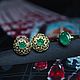 Серьги "Emerald" с Изумрудами. Серьги классические. MJ. Ярмарка Мастеров.  Фото №6