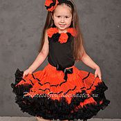 Одежда детская handmade. Livemaster - original item Full skirt (orange-black). Handmade.