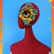 Украшения handmade. Livemaster - original item Sunflower Brooch massive Large Brooch Owl Eye Flower Voluminous. Handmade.