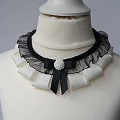 Украшения handmade. Livemaster - original item Black & Ivory Fabric Necklace, 24 Inch Fabric Necklace. Handmade.