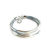 Украшения handmade. Livemaster - original item Leather bracelet,silver bracelet,grey bracelet,wrap bracelet. Handmade.