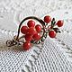 Vintage flower Brooch Coral Pearl Silver double Austria-Hungary, Vintage brooches, Prague,  Фото №1