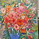 Картина Цветы в вазе, ручная работа, автор Евгения Морозова, написана маслом на оргалите, размер 50 х 44 см. Картина может стать хорошим подарком  девушке, женщине и будет служить украшением дома.