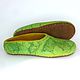 Women's felted Slippers green, Slippers, Ramenskoye,  Фото №1