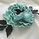 jewelry leather flowers leather rose turquoise brooch hair clip accessories turquoise rose mint rose brooch barrette in her hair ornament in a hairstyle leather mint

