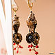 Bird earrings ' Khokhloma haute couture' . Miniature birds. Earrings. Coffeelena. My Livemaster. Фото №5