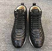 Обувь ручной работы handmade. Livemaster - original item Men`s high-top sneakers made of Python skin, black color.. Handmade.