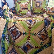 Pachwork blanket "Sacred Spring" based on the paintings of Roerich