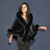 Аксессуары handmade. Livemaster - original item A copy of the product is a velvet scarf with a black fox. Handmade.