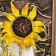 Объемная картина из кожи Подсолнухи. Панно из кожи. Картины. Светлана Ланская. Ярмарка Мастеров.  Фото №4
