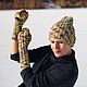 Комплект шапка и митенки Анютины глазки, Комплекты головных уборов, Жуковский,  Фото №1