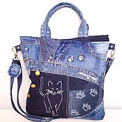 Сумки и аксессуары handmade. Livemaster - original item Shopping Bag Shoulder Bag Denim Shoulder Bag. Handmade.