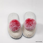 Обувь ручной работы handmade. Livemaster - original item Knitted slippers on the sole, white half-wool, p. 37. Handmade.