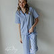 Pajamas with trousers blue color home suit. Pyjamas. Delicate Clothing Store (Daria). Online shopping on My Livemaster.  Фото №2