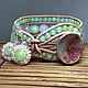 Jewelry set: Stone beaded bracelet (Rose Quarz and Сalcite bracelet) and Long Silver earrings. Boho bracelet.  Leather jewelry gifts