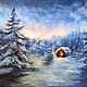 Картина зима Лес Зимний пейзаж Домик в лесу, Картины, Сочи,  Фото №1