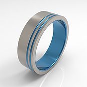 Украшения handmade. Livemaster - original item Titanium ring with blue stripes. Handmade.