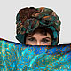 Платок из натурального шелка с росписью "Бирюза и шоколад", Платки, Санкт-Петербург,  Фото №1