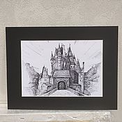Картины и панно handmade. Livemaster - original item Graphic black and white painting of the castle. Handmade.
