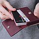 Red leather card holder for cards and business cards, women's wallet, Cardholder, Krasnodar,  Фото №1