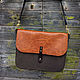 Hunting bag made of suede and waxed leather XL, Gifts for hunters and fishers, Sevsk,  Фото №1