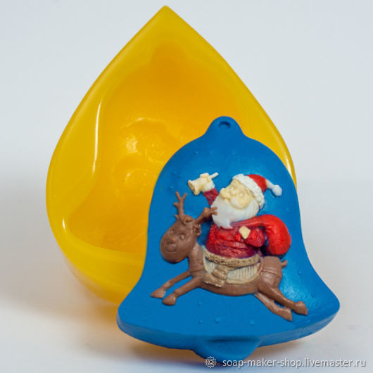 Silicone mold for soap 'Bell c Santa', Form, Shahty,  Фото №1
