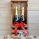 Винная полка из дерева Шампань на 2 винные бутылки и 2 бокала, Полки, Псков,  Фото №1