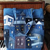 Сумки и аксессуары handmade. Livemaster - original item Shopping Bag: Denim Houses. Handmade.