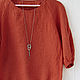 100% linen terracotta blouse. Blouses. etnoart. Online shopping on My Livemaster.  Фото №2
