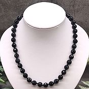 Работы для детей, handmade. Livemaster - original item Natural black agate beads with cut. Handmade.