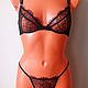Чёрный, кружевной комплект нижнего белья. Комплекты белья. Natali Lingerie / Нижнее бельё ручной работы!. Ярмарка Мастеров.  Фото №6