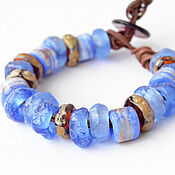 Голубые бусины-камни для браслета в стиле пандора