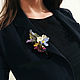 Pansy brooch made of genuine leather ' rainbow', Brooches, Rostov-on-Don,  Фото №1