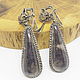 Earrings with filigree Iolanthe (obsidian), Earrings, Gatchina,  Фото №1