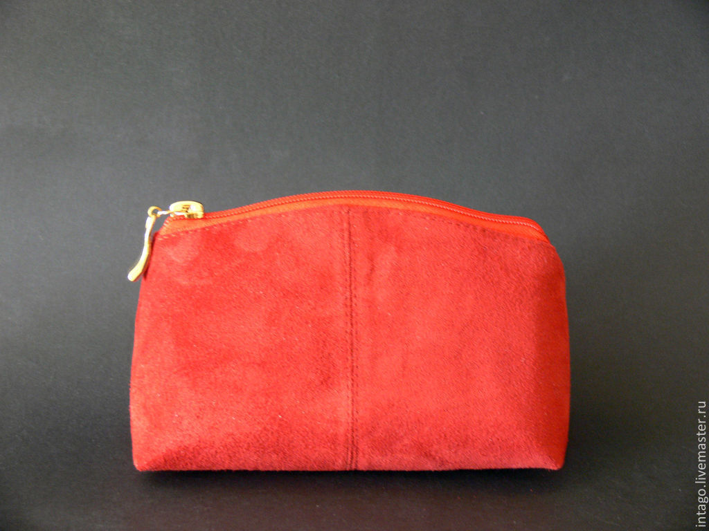 Cosmetic bag red suede, Beauticians, Novosibirsk,  Фото №1