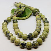 Работы для детей, handmade. Livemaster - original item Lime beads (serpentinite) 37-42 cm. Handmade.